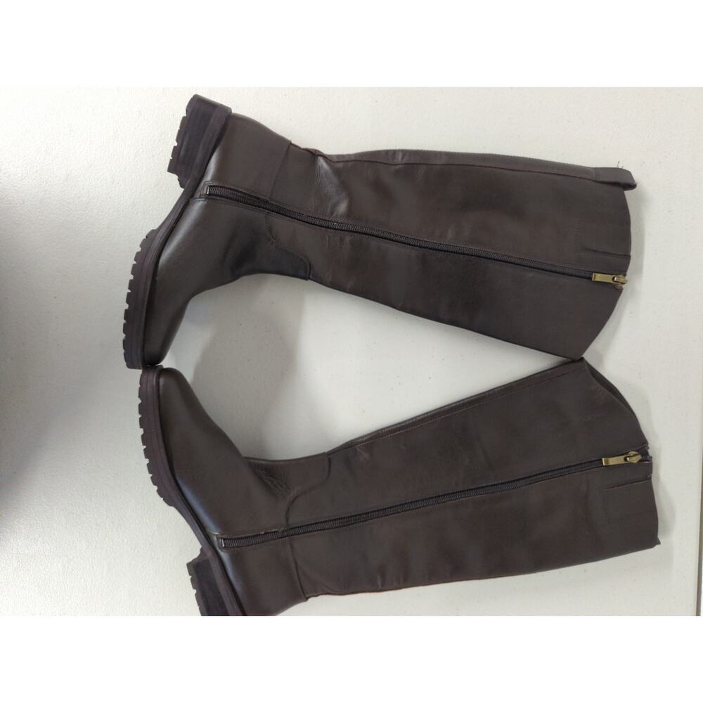 New NORDSTROM Nooliver-lea Leather dark brown boots sz5.5 tall riding equestrian - Picture 3 of 7
